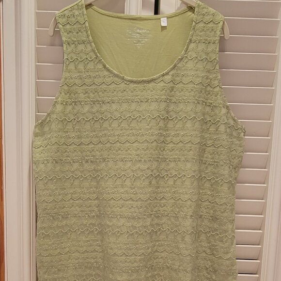 Chico's Tops - Chico's Sage Green Lace Overlay Tank